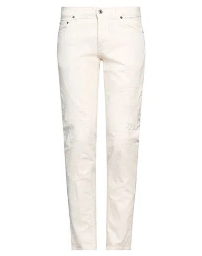 Aglini Man Pants Cream Size 33 Cotton, Elastane In White