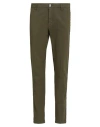 Aglini Man Pants Military Green Size 34 Cotton, Elastane In Green