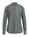 Aglini Man Shirt Grey Size 17 Cotton In Grey