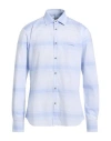 Aglini Man Shirt Light Blue Size 16 Cotton In Blue