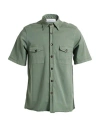 Aglini Man Shirt Military Green Size 15 ½ Cotton, Elastane In Green