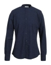 Aglini Man Shirt Navy Blue Size 16 Cotton In Navy Blue