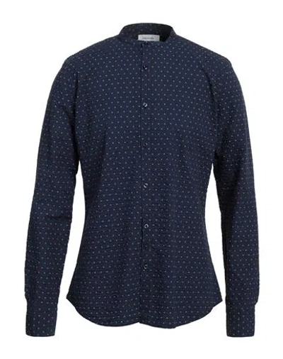 Aglini Man Shirt Navy Blue Size 16 Cotton