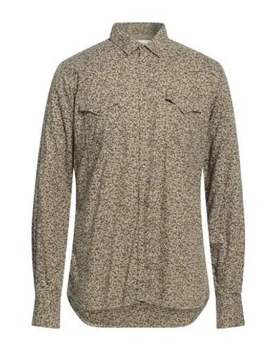 Aglini Man Shirt Sand Size 17 Cotton In Beige