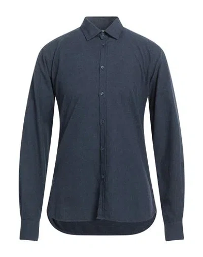 Aglini Man Shirt Slate Blue Size 17 Cotton