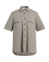 Aglini Man Shirt Taupe Size 16 ½ Cotton, Elastane In Grey