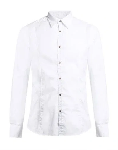 Aglini Man Shirt White Size 15 Cotton, Polyamide, Elastane