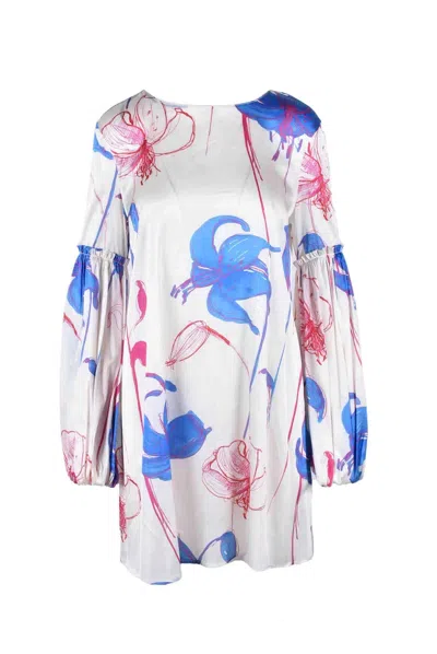 Aglini Silk Dress - White In Multi