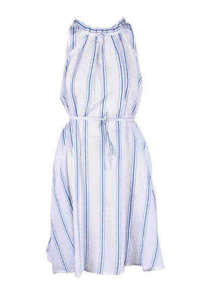 Aglini Sleeveless Mini Dress With Gathered Neckline In White