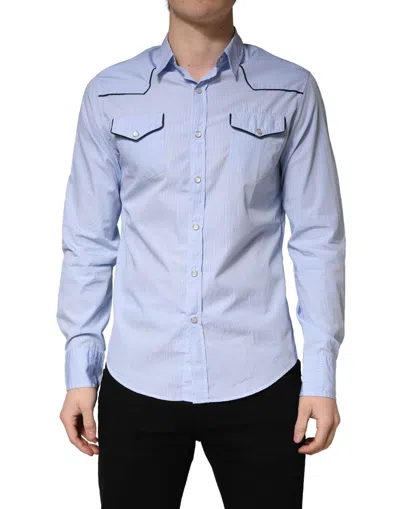 Pre-owned Aglini Slim Fit Colla Long Sleeve Casual Men's Shirt () In Blue