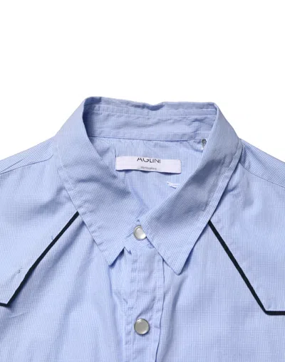 Pre-owned Aglini Slim Fit Colla Long Sleeve Casual Men's Shirt () In Blue