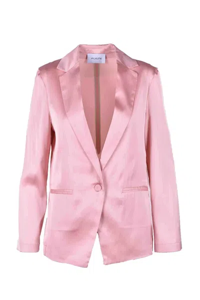 Aglini Tailored Single-button Jacket With Notched Lapels In Pink