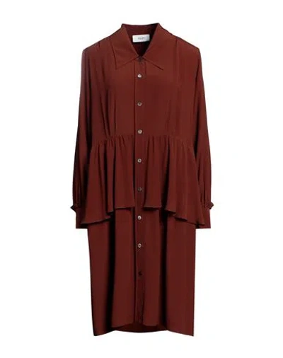 Aglini Woman Midi Dress Brown Size 4 Acetate, Silk