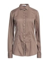 Aglini Woman Shirt Light Brown Size 12 Cotton, Polyamide, Elastane In Beige