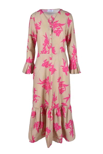 Aglini Women's Dress - Beige/fuchsia In Pink