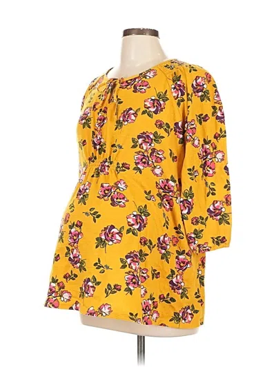 Pre-owned A:glow 3/4 Sleeve Blouse In Yellow