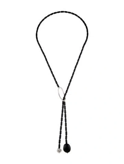 Pre-owned Agmes Beaded Annaya Lariat Necklace, 33" In Multicolor