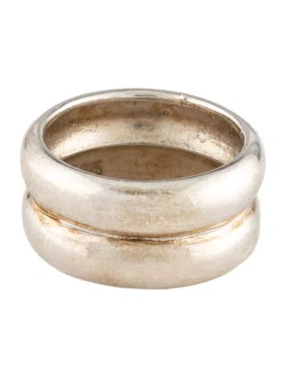 Pre-owned Agmes Domed Ridge Band Ring In Multicolor