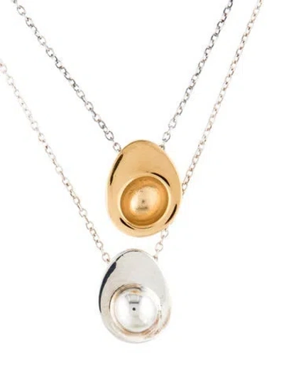 Pre-owned Agmes Egg & Avocado Set Of Two Pendant Necklace, 17" In Multicolor