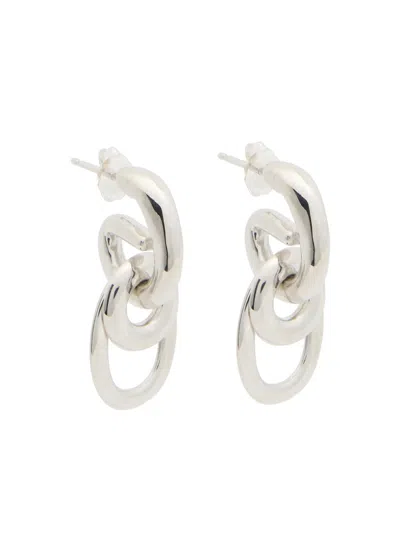 Agmes Ellipses Sterling Silver Hoop Earrings In Metallic