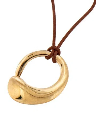 Pre-owned Agmes Leather Pendant Necklace, 12" In Multicolor