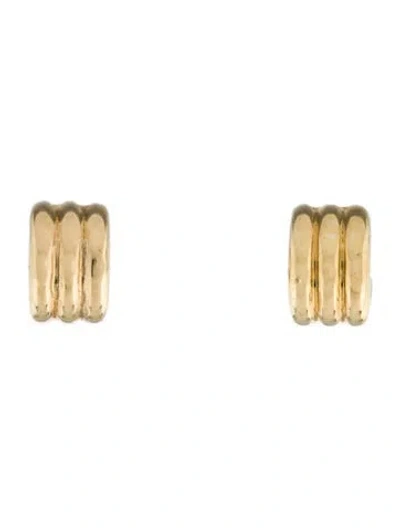 Pre-owned Agmes Mini Triple Ridge Hoops In Multicolor