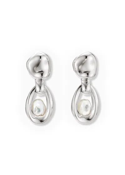 Agmes Sacha Sterling Silver Pearl Earrings