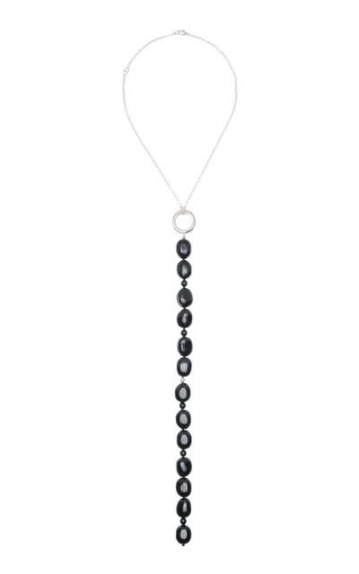 Agmes Selma Sterling Silver Onyx Necklace In Black