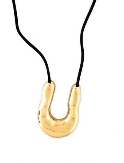 Pre-owned Agmes Wishbone Pendant Necklace, 16" In Black