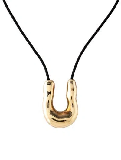 Pre-owned Agmes Wishbone Pendant Necklace, 28" In Black