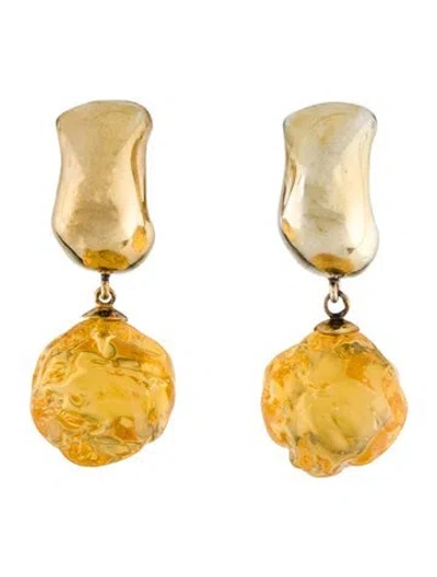 Pre-owned Agmes Yellow Stone Drop Earrings In Multicolor