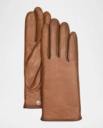 Agnelle Agatha Leather Gloves In Toscana Pat Whisky