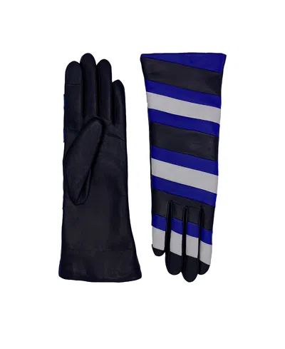 Agnelle Alexine Midlength Striped Leather Gloves In Burgundy