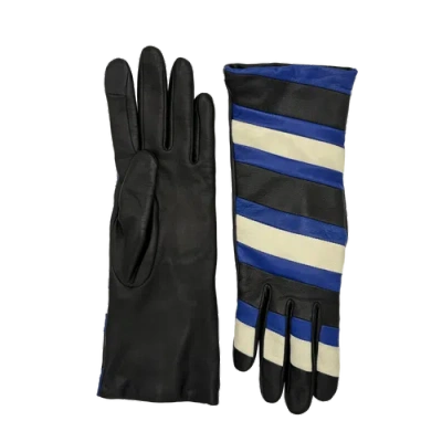 Agnelle Alexine Midlength Striped Leather Gloves In Multi