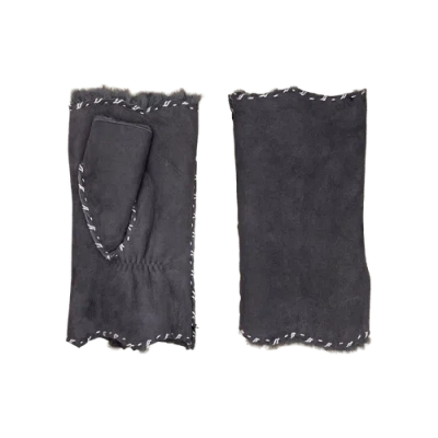 Agnelle Alix Double Face Lambskin Mitten In Blue