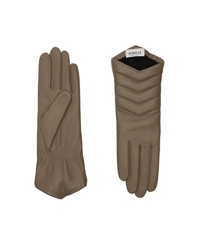 Agnelle Apoline Quilted Gloves In Brown