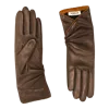 Agnelle Beatrice Lambskin Gathered Gloves In Brown