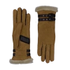 Agnelle Bombera Double Face Lambskin Gloves With Contrast Buckles In Brown