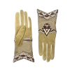 Agnelle Catoria Leather Gloves With Beaded Southwest Motif In Green
