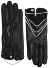 Agnelle Celeste Chain-embellished Leather Gloves In Black