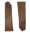 Agnelle Celia Mid-length Lambskin Glove With A Silk Lining In Brown