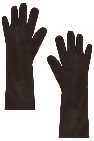 Agnelle Celia Suede Gloves In Brown
