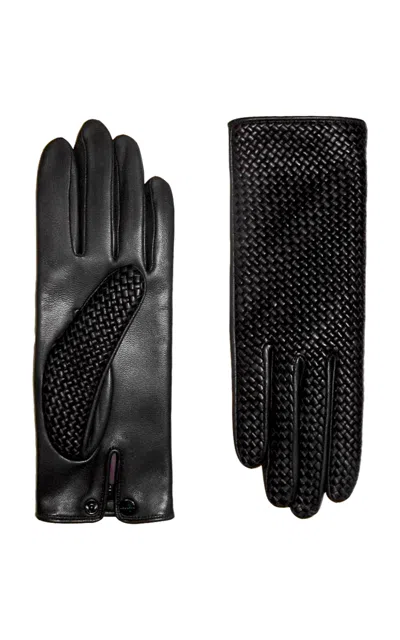 Agnelle Chloe Leather Gloves In Black