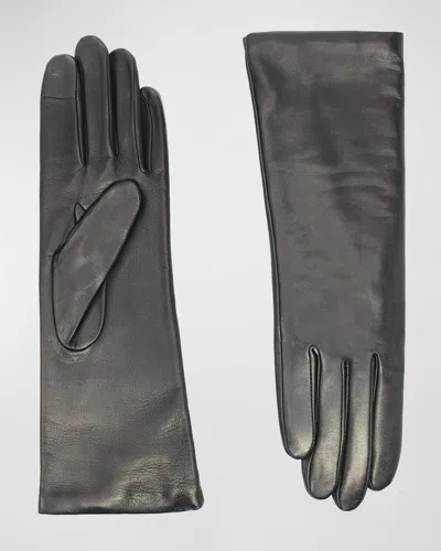 Agnelle Classic Lambskin Leather Gloves In Red