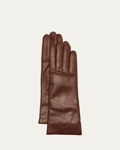 Agnelle Classic Lambskin Leather Gloves In Whisky