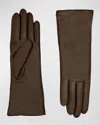 Agnelle Classic Lambskin Leather Gloves In Brown