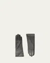 Agnelle Classic Lambskin Leather Gloves In Gray