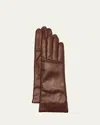 Agnelle Classic Lambskin Leather Gloves In Whisky