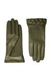 Agnelle Edith Leather Gloves In Green
