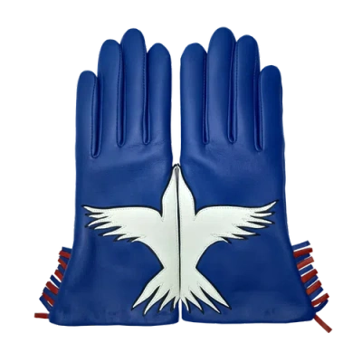 Agnelle Freedom Lambskin Glove Lined In Blue